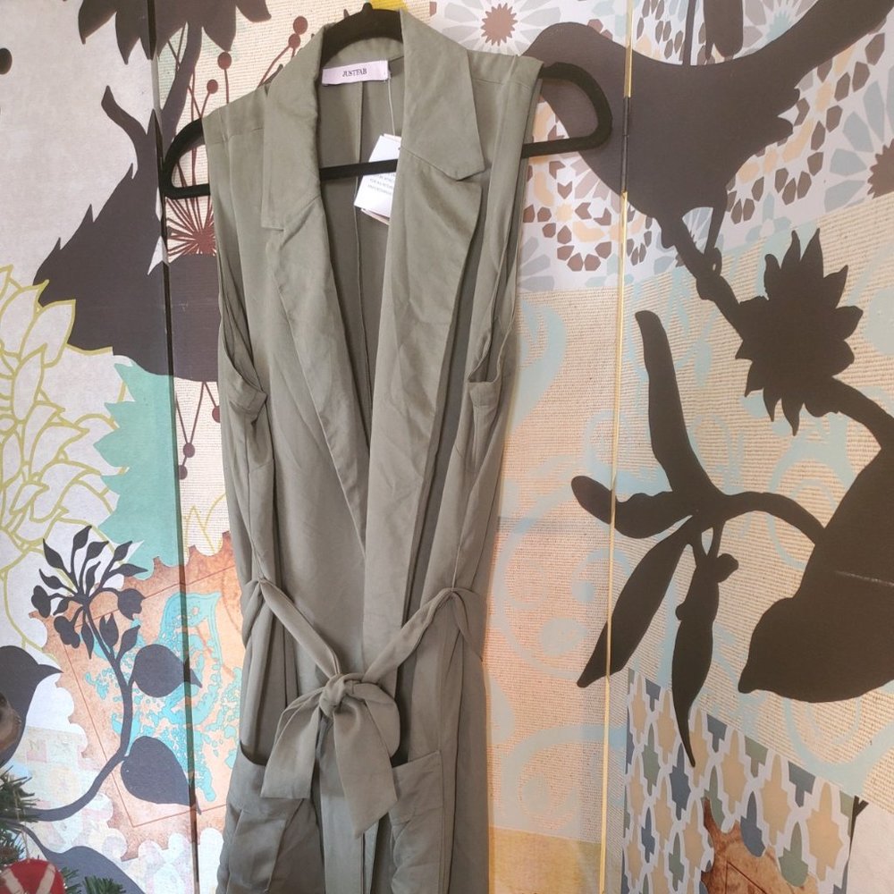 NWT Just Fab Olive Green Duster with Sash